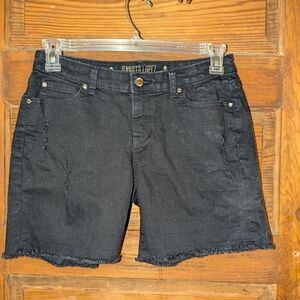 Jennifer Lopez Black Denim Jean Shorts Frayed Hem